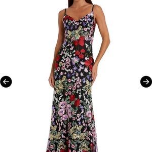 Evening Wear by Max Duggal stunning Black Floral Trumpet Gown EUC